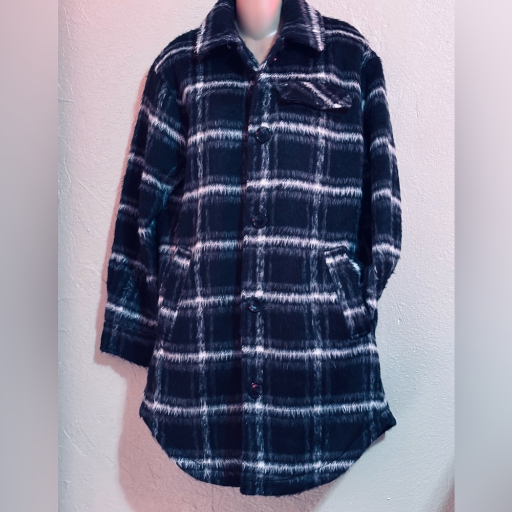 ANA PLAID BRUSHED WOMENS COAT/ MED.